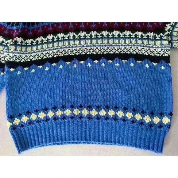 Sedgewick Sportswear VTG XL Fair Isle Sweater Blue Acrylic Nordic Ski Grandpa - Picture 10 of 11